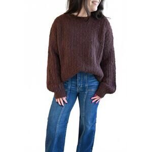 NEW KORAL ridge road fuzzy sweater in brown